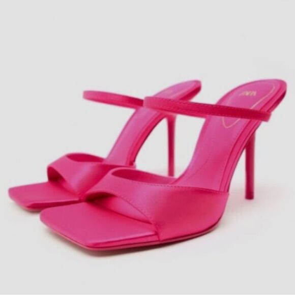 Zara pink satin mules - Picture 1 of 4